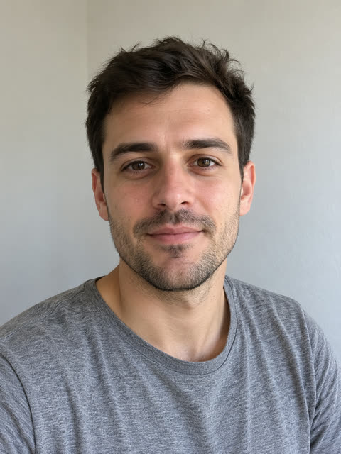 The test photo used for this remake: an AI-generated test portrait, not a real person